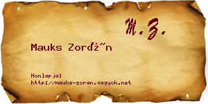 Mauks Zorán névjegykártya